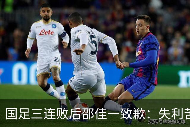 国足三连败后邵佳一致歉：失利苦涩但试错是好事，国足无论个人能力还是整体作战体系均存在明显短板，教练组对新人成长与整体表现感到满意